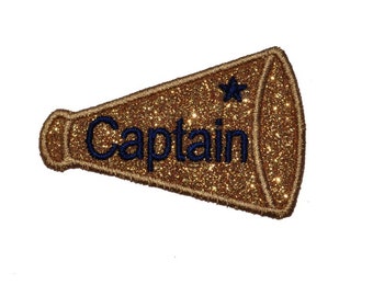 Parche de capitán de porristas con purpurina personalizado, diseño de megáfono GL143