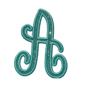 Script Posh Monogram Formal Sparkle Letter Patch -  Iron on or Sew on Vinyl - NO GLITTER MESS ! GL229