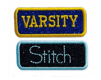 Custom Nametag Glitter Patch Name Patch Personalized Glitter Patch Custom Name Tag Embroidered Patch Iron on Sew on NO GLITTER MESS GL437