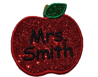 Parche de manzana con purpurina personalizado - Regalo de agradecimiento para profesores GL145