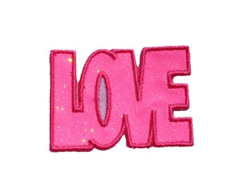 Love Glitter Patch Embroidered Glitter Patch Fluorescent Sparkle Glitter Patch  Iron on Sew on Vinyl NO GLITTER MESS! GL68