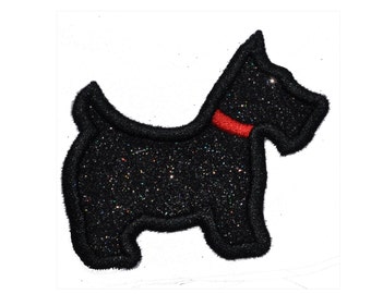 Scottie Dog Scottish Terrier Lover Sparkle Glitter Patch -  Iron or Sew on Vinyl - NO GLITTER MESS ! GL269