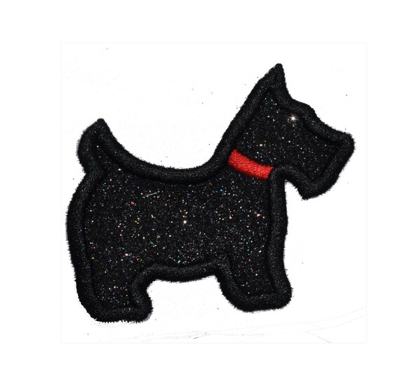 DOG IRON-ON EMBROIDERED PATCH SCOTTISH TERRIER 