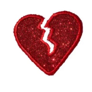 Broken Heart Glitter Patch, Iron-On or Sew-Embroidered Patch On GL45