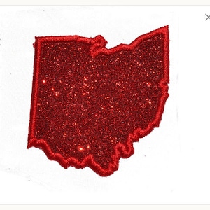 Ohio Glitter Patch gestickt Bundesstaat Ohio 2,5 oder 4 Zoll Sparkle Glitter Patch Buckeye Geschenk Eisen auf Sew on Vinyl Fabric KEIN GLITTER MESS !