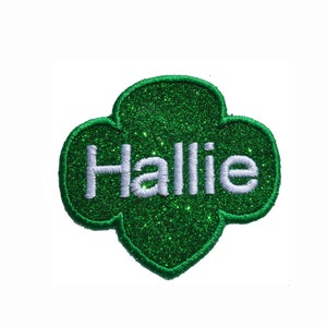 Trefoil Shape 3 inch size. Plain or personalized. Kelly Green no glitter mess. Iron on Patch GL295 image 2