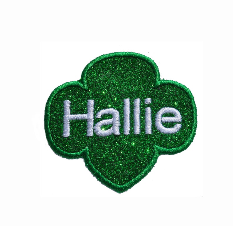 Trefoil Shape 3 inch size. Plain or personalized. Kelly Green no glitter mess. Iron on Patch GL295 image 2