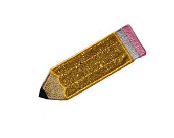 Teacher Patch Pencil 3.5 inch Teacher Gift NO MESS Glitter Sparkle Patch Iron on Sew on Vinyl - GL417