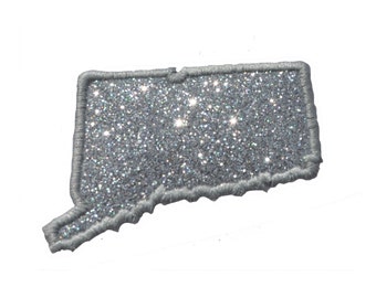 State of Connecticut 2.5 or 4 inch Connecticut Sparkle Glitter Patch -  Iron or Sew on Vinyl - NO GLITTER MESS !