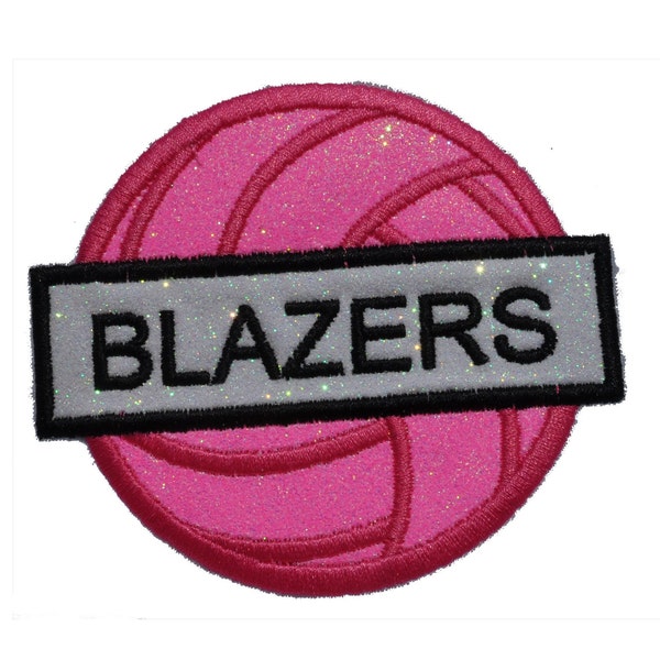 Custom Volleyball Patch Team Name Tag Glitter Patch Personalized Volleyball patch Team Name Patch Iron on Sew on Vinyl NO GLITTER MESS GL250