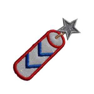Firecracker Dynamite 4th of July Freedom Patriotic usa Patch Iron On Sew On Embroidery Applique Glitter Fabric Vinyl GL415
