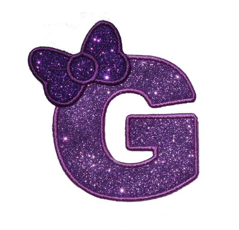 Letter With Bow Sparkle Glitter Patch Iron or Sew on Vinyl Etsy