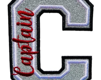 Custom Letterman Varsity Letter Patch: Iron-On Captain Name for Jackets, Backpacks – Personalized Team Gear GL26