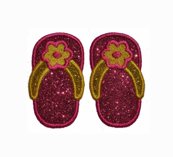 Sandals - Flip Flops - Summer - Shoes - Tropical - Embroidered Iron On