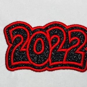 Class of 2022 Graduation Custom Patch Custom Colors Border 4 inch Bling Glitter Patch -  Iron or Sew on Vinyl - NO GLITTER MESS ! GL412