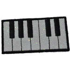 Piano Keyboard Glitter Iron on Patches- Choice of one in a variety of colors GL243 (H)
