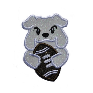 Bulldog Glitter patch Mascot College Varsity Cheer Glitter Patch embroidered patch Iron on Sew on Vinyl - NO GLITTER MESS ! GL203