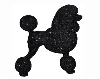 Poodle Skirt Patch Sparkle Glitter Embroidered Patch 4 inch size -  Iron or Sew on Vinyl - NO GLITTER MESS ! GL445