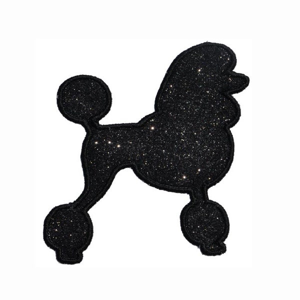 Poodle Skirt Patch Sparkle Glitter Embroidered Patch 4 inch size -  Iron or Sew on Vinyl - NO GLITTER MESS ! GL445