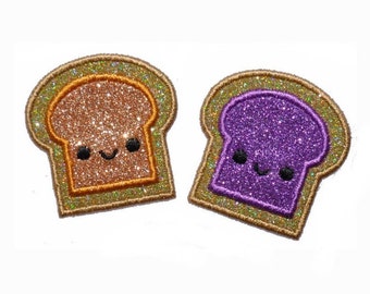 pb&j Peanut Butter and Jelly  Sparkle Glitter Patch -  Iron or Sew on Vinyl - NO GLITTER MESS ! GL385 (H Straw)