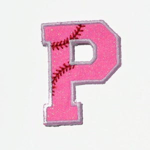 Baseball Glitter Letter Patch Softball Glitter Patch Glitter Embroidered Patch Letter Iron or Sew on Letterman Patch NO GLITTER MESS GL5