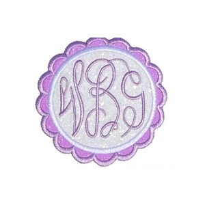 Scalloped monogram glitter patch iron on sew on glitter patch embroidered patch gift for her backpack accessory DIY embroidery cute patch H3
