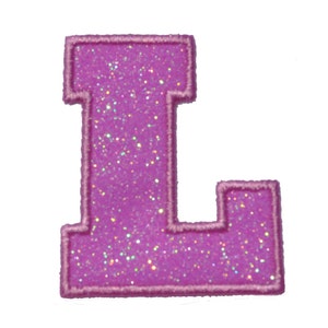 Varsity Chunky Comic College Glitter Sparkle Letter Patch -  Iron or Sew on Vinyl - NO GLITTER MESS ! GL227