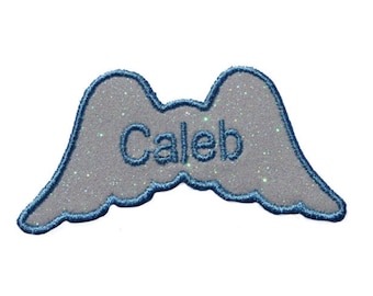 Personalized Glitter Angel Wings Patch, Iron On or Sew On GL231