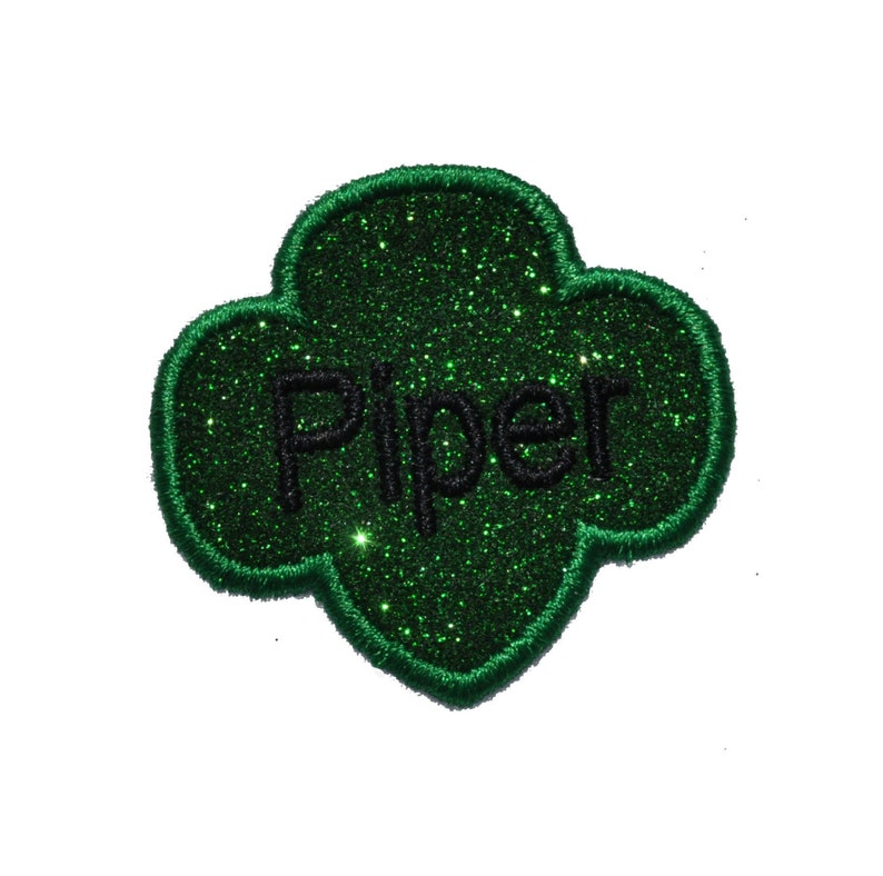 Trefoil Shape 3 inch size. Plain or personalized. Kelly Green no glitter mess. Iron on Patch GL295 image 1