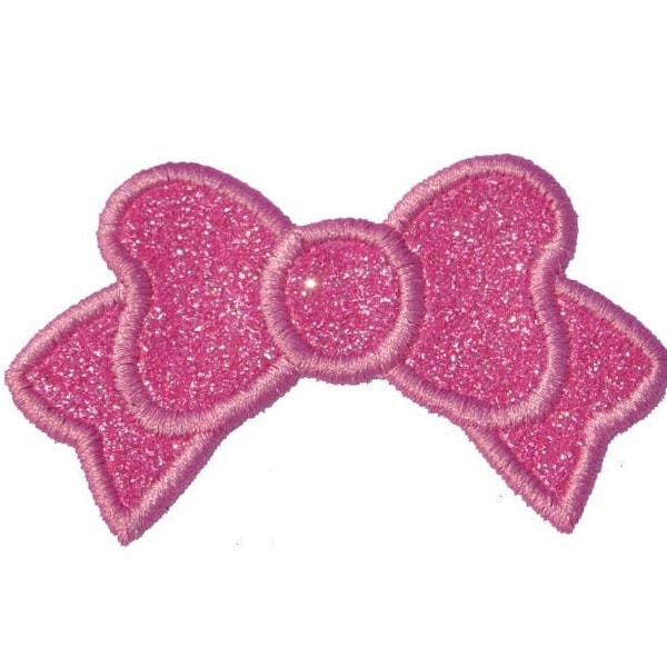 Bow 3 or 4 inch Sparkle Glitter Patch -  Iron or Sew on Vinyl - NO GLITTER MESS ! GL375
