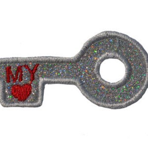 Key to My Heart Propuesta de matrimonio, boda, aniversario u otro evento Sparkle Glitter Patch Iron o Sew on Vinyl - NO GLITTER MESS ! GL147