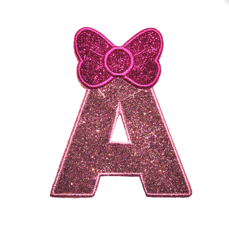 Letter With Bow Sparkle Glitter Patch Iron or Sew on Vinyl Etsy