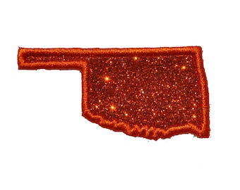 Toppa glitterata Oklahoma, da stirare o cucire, orgoglio statale
