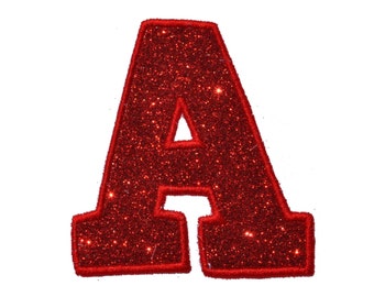 Varsity Letter Glitter Patch Comic College Glitter Sparkle Letter Embroidered Patch Spirit Cheer Iron or Sew on Vinyl NO GLITTER MESS! GL228
