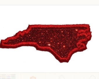 North Carolina Glitter Patch – Iron-on Embroidered Patch