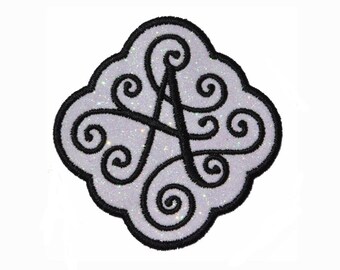 Monogram Formal Sparkle Letter Patch Scroll Initial patch Letter patch  Iron on patch Sew on patch fun gift for her Custom Gift GL169
