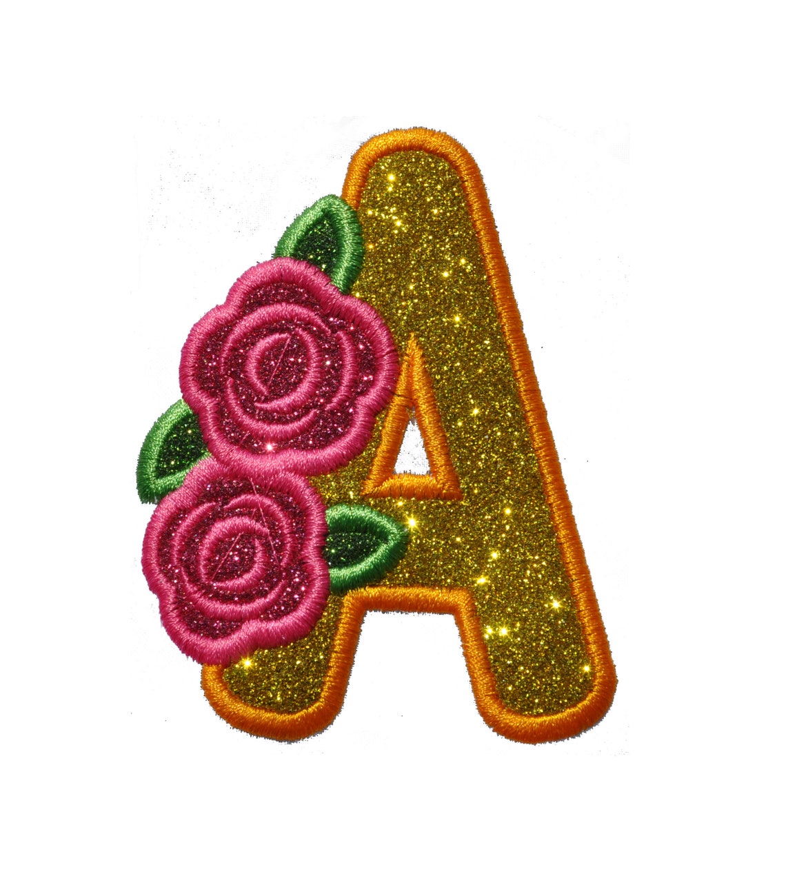 Roses Flower Sparkle Glitter Patch - Iron or Sew on Vinyl - NO GLITTER ...