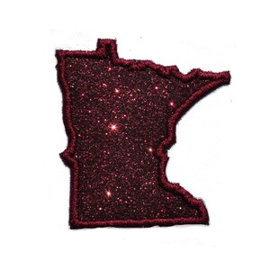 State of Minnesota 2.5 or 4 inch Sparkle Glitter Patch -  Iron or Sew on Vinyl - NO GLITTER MESS ! (H All)