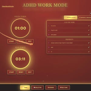ADHD Work Planner | Chinese theme + Moving dragon + Timer + Reward page (Instant Download) No PDF