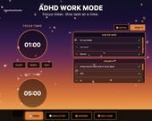 ADHD Work Planner | Sakura + Evening Themes + Pomodoro Timer (Digital Download) No PDF