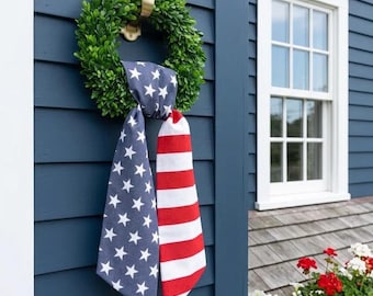American Flag Sash, American Flag Wreath Sash, Patriotic Wreath Sash, Star Patriotic Door Hanger Bow , 4th of July Sash, Patriotic Decor