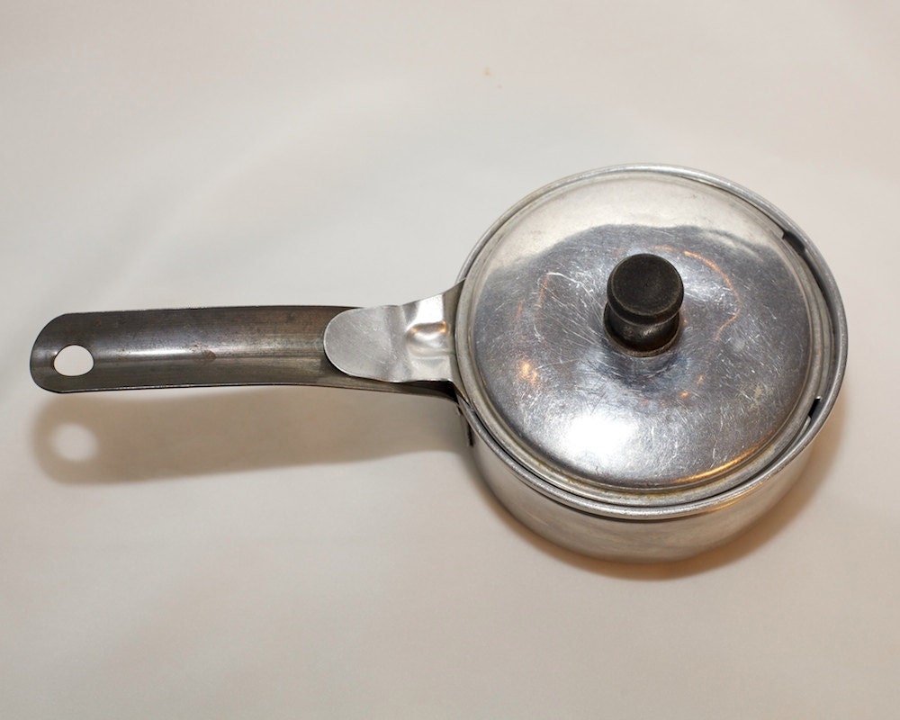 Vintage Aluminum Egg Poacher single egg cute metal pan lid Etsy
