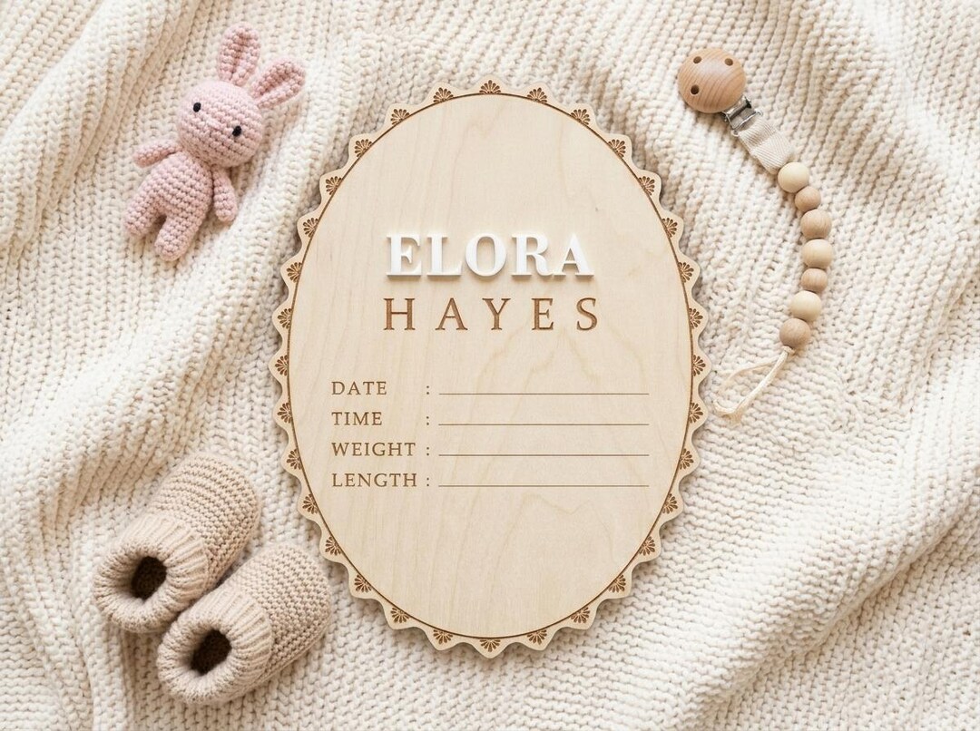 Birth Announcement Sign for Hospital - Custom Baby Name Sign With White ...