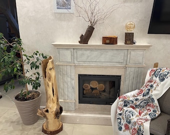 Sculptural walnut floor lamp