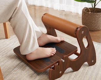 Wooden Foot Rest for Under Desk, Adjustable Ergonomic Foot Stool, Rocking Office Footrest, Anti-Slip Home Office Support