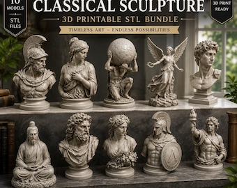 10 Classical Sculpture Busts STL Bundle | 3D Printable Greek Roman Statue Collection | Museum Decor | Instant Download | STL Files