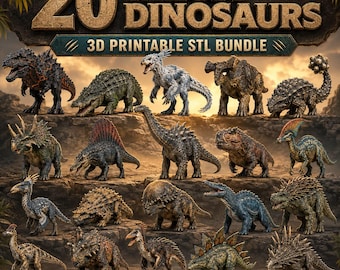 20 Mega Dinosaurs STL Bundle | Realistic Dinosaur Collection | 3D Printable Dinosaur Figures | FDM & Resin Ready | Instant Digital Download