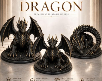 ShadowScale Dragon STL Bundle - Premium 3D druckbare Drachenmodelle - Geflügelte Drachenstatue - Fantasy Kreatur Miniatur