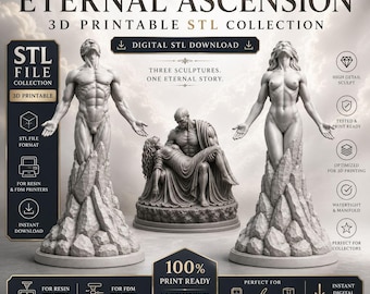 Ewiger Aufstieg - 3D druckbare STL Skulpturensammlung | Harz & FDM Print Ready | Digital Download Statuen Bundle | Mythisches Kunstdekor