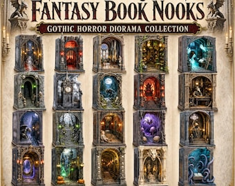 20 Unique Fantasy Book Nook STL Bundle | Gothic Horror Diorama Collection | 3D Printable Bookshelf Insert | FDM & Resin |  Digital Download